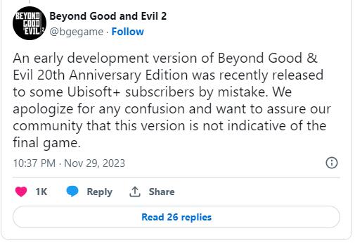 《超越善恶：20周年纪念版》官宣！2024年年初发售